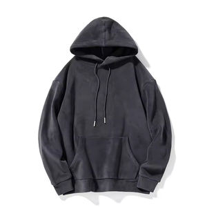 Sudadera con capucha de terciopelo grueso al por mayor, estilo oversize, de poliéster y algodón, cálida para invierno, con hombros caídos - Product Image 6