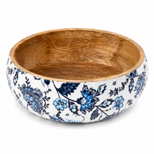 Elegant Handmade <b>Mango</b> <b>Wood</b> Enamel Printed Salad <b>Bowl</b> Food Safe Wooden Serving <b>Bowl</b> for Salad Fruit Pasta Kitchen Dining Table - Product Image 1