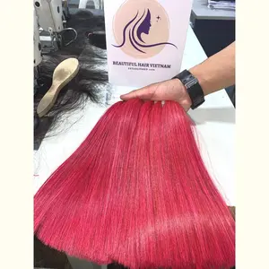 Mais bonito brilhante rosa colorido osso reto super duplo desenhado extensões de cabelo humano, peruca dianteira do laço do cabelo humano, cabelo cru