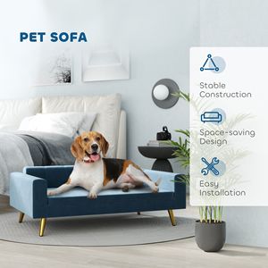 Canapé pour chien en velours moderne, lit pour animaux de compagnie en forme de beignet, pour chiens de petite à moyenne taille, bleu foncé - pour la saison d'automne - Product Image 6