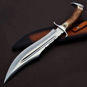 Stainless Steel Zombie <b>Knife</b> With Serrated Drop Point Blade And Bone Handle Thickness Industrial Grade - Product Image 3