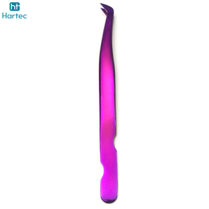 Pince à épiler multi-outils pour extensions de cils et volume, dégradé violet, en acier inoxydable durable, à pointe incurvée et droite, lot de 8 pièces - Product Image 3