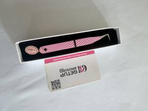 Pince à épiler pour extensions de cils GETUP BROSONS IMPEX 90 rose en acier inoxydable, fibres lisses, précision antidérapante, découpe en étoile parfaite - Product Image 4