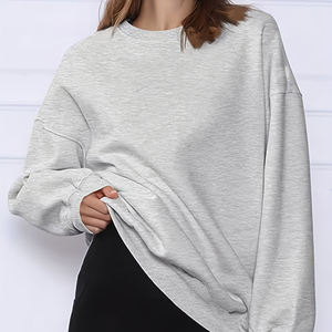Sweat-shirt à capuche en molleton pour femme, col rond, avec logo personnalisé, pull à capuche oversize pour femme - Product Image 2
