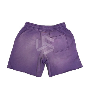 Shorts Jogger Homme Personnalisés en Molleton Français Délavé Effet Usé avec Cordon de Serrage et Motif Uni Style Décontracté - Product Image 2
