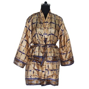 Kimono de Seda Vintage 2026, Vestido Corto con Estampado Floral para Mujer, Vestido Largo Étnico para la Playa con Cinturones de Tela - Product Image 1