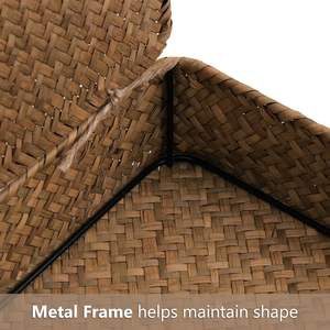 Ensemble de 2 paniers de rangement tressés en jonc de mer rustique, écologiques et de haute qualité, avec couvercle, collection Printemps, couleur personnalisable, multi-usages - Product Image 5