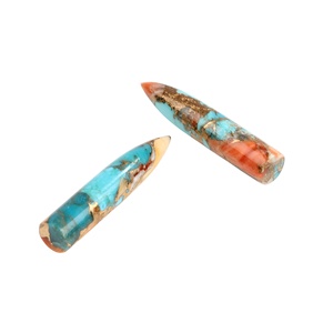 Nueva llegada: Cuentas sueltas de cuarzo natural en forma de bala, color azul turquesa, naranja y cobre, 6x30mm, para joyería. - Product Image 1