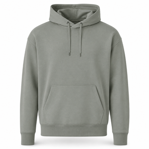 Sweat à capuche gris sauge épais avec cordon de serrage pour homme, coupe classique, 100 % coton molletonné avec poches, service OEM ODM - Product Image 1