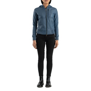 Veste en cuir pour femme sur mesure, bleu foncé, légère, grande taille, mode automne-hiver, col montant, fermeture éclair, OEM, vente en gros, Pakistan - Product Image 1