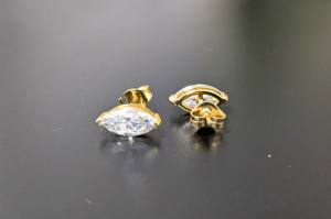 Boucles d'oreilles en or jaune 18 carats avec diamants de laboratoire taille marquise 2 carats certifiés IGI, design unique à fermoir poussoir, cadeau de mariage vintage - Product Image 4