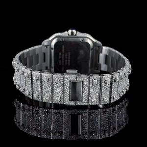 Reloj de Lujo Antiguo con Moissanita Cuadrada, Cuarzo, Acero Inoxidable, Esfera de Cristal y Detalles de Gemas Brillantes - Product Image 4