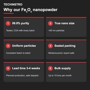 Nanopartículas ultrafinas de óxido de hierro magnetita Fe3O4 nanopolvo 99.9% <50 nm para tratamiento de agua y ferrofluidos - Product Image 3
