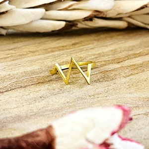 Buyer Favorite Geometric Wave <b>Ring</b> Minimalist Brass <b>Ring</b> for Women 18k Gold Plated <b>Dainty</b> Chevron Jewelry for Wholesale/OEM/ODM - Product Image 1