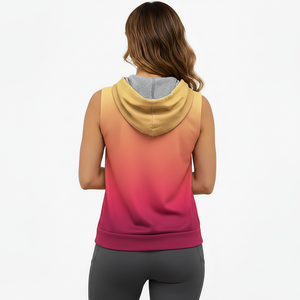 Soft Texture Women Sleeveless <b>Hoodies</b> Casual Look <b>Lightweight</b> Sportswear Trendy Everyday Streetwear Relax Fit Fashion Fleece Top - Product Image 5