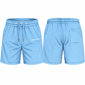 Pantalones Cortos Personalizados Azul Cielo para Hombre, Premium, de Felpa Francesa, con Cordón, Cintura Elástica, Bolsillos Laterales, Impresión Personalizada, Transpirables - Product Image 1