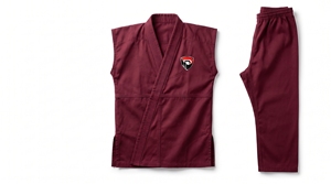 Dumela <b>Maroon</b> Sleeveless Martial Arts Uniform <b>Top</b> and Pants Set with Logo Unisex Karate Training Wear Durable Cotton Material - Product Image 1