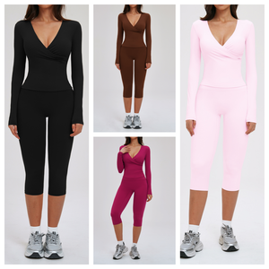 Conjunto Deportivo de Yoga de 3 Piezas, Transpirable, Ecológico, de Alta Calidad, Manga Larga, Pantalones Holgados Casuales, Mono para Gimnasio, Fitness y Ciclismo - Product Image 6