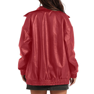 Chaqueta de cuero genuino clásica vintage para hombre, transpirable, estilo motero, con cremallera y cuello alto; Chaqueta de plumón para mujer. - Product Image 2