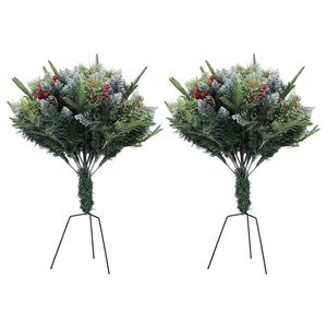 2 Pezzi Albero di Natale Artificiale Illuminato a LED, Decorazione per Vasi, Alberi Natalizi Luminosi per Interni/Esterni - Product Image 2