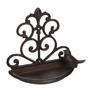 Modern Style Cast Iron Wall <b>Mounted</b> Bird Bath With Black <b>Spray</b> Paint Finishing Bird Design Premium Quality For Cleaning - Product Image 1
