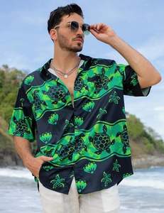 Chemise multicolore pour homme à manches courtes, imprimé tropical hawaïen, décontractée, boutonnée, pour l'été, motif floral, idéale pour les vacances - Product Image 6