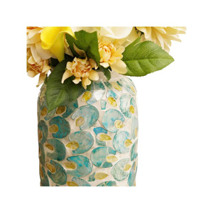 Vase à fleurs en nacre de luxe, fait main, mosaïque de coquillages, pour mariage et décoration intérieure - Product Image 4