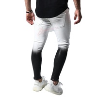 Jean slim déchiré dégradé pour homme, respirant, brodé, léger, avec rivets et fermeture éclair, style crayon, tendance urbaine