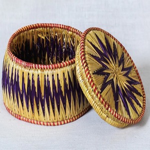 Ecowoodies Eco-Friendly Sabai Grass Handmade Roti/Chapati Serving <b>Box</b>-Traditional Design Multipurpose <b>Container</b> Multi color Lid - Product Image 3