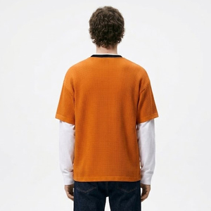 T-shirt gaufré oversize à col rond pour homme, style streetwear, à manches longues - Product Image 5