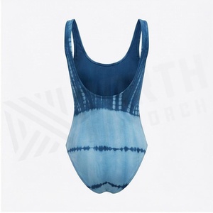 Women's Tie Dye One Piece Swimsuit Scoop Neck High Waist Spandex Polyester Bathing Suit - Product Image 4