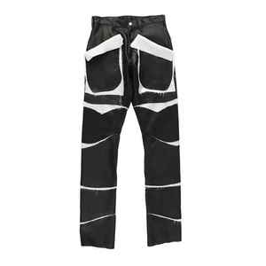 Pantalones Cargo de Cintura Alta con Parches para Mujer, Talla Grande, Estilo Utilitario en Blanco y Negro, Corte Regular, para Otoño - Product Image 1