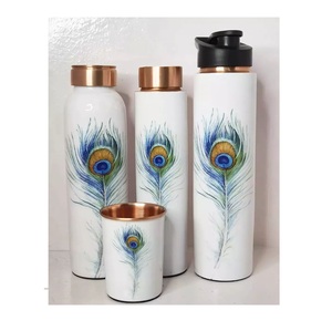 Pure Copper Handmade Water Bottle Reusable Ayurvedic Drinking Bottle Copper Storage Bottle For <b>Men</b> Women Home Office Travel - Product Image 4