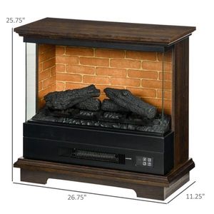 Cheminée électrique 26 pouces 1400W avec insert, flamme LED, télécommande française, pour usage domestique, hôtelier, camping-car et extérieur, en verre et métal - Product Image 3