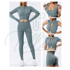 Ensemble 2 pièces de vêtements de sport pour femmes grandes tailles, respirant, éco-responsable, à séchage rapide, anti-humidité, taille élastique - Product Image 2