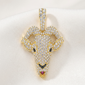 Unisex Iced Goat Animal Face Fine Jewelry <b>Pendant</b> Charms Natural Diamond Necklace Custom 925 Silver <b>Gold</b> plated Hip Hop Jewelry - Product Image 1