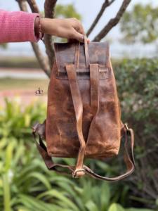 New Unique Designer Crunch Leather <b>Backpack</b> Stylish <b>Multi</b> Uses Bags Hot Sale Real Leather <b>Backpack</b> Wholesale Bulk Product - Product Image 5