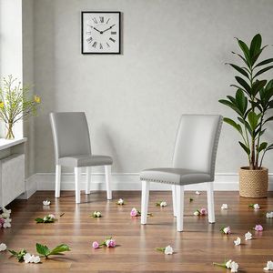 Ensemble de chaises de salle à manger rembourrées argent-blanc, 2 pièces, 25 po x 17,7 po x 37,8 po - Product Image 4