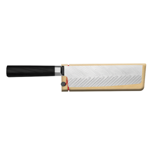 Couteau Nakiri de 6,5 pouces en acier Damas double cœur, lame à hacher les légumes avec manche en bois Pakkawood noir et étui en bois pour la cuisine - Product Image 1