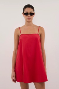 Vestido Mini Rojo para Mujer, Tirantes Finos, Corte en A, Sin Mangas, Holgado, Casual de Verano, para Vacaciones, Venta al Por Mayor - Product Image 4