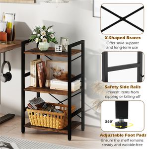 Libreria Industriale a 4 Ripiani Marrone Rustico e Nero con Struttura in Metallo Resistente e Barre a X - Product Image 6
