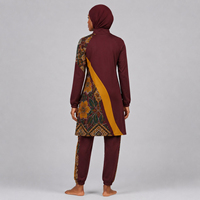 Maillot de bain musulman modeste en gros, imprimé floral, burkini 3 pièces, couvrant entièrement le corps, avec hijab, pour femmes