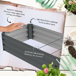 Kit per Aiuola Rialzata 8x2x1ft in Acciaio Zincato Grigio Scuro con Bordo di Sicurezza per Fiori, Erbe e Verdure - Product Image 6