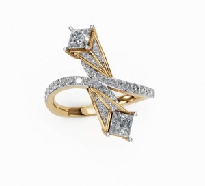 Bague en diamant de haute qualité, design de créateur, Twin Star Nebula, 0,919 carats, diamant rond FG VS, bijoux fins de qualité supérieure pour fiançailles - Product Image 1