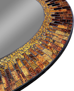 Oval Brown Gold Mosaic <b>Wall</b> <b>Mirror</b> Handmade Copper Glass Tile Frame Luxury Decorative Oval <b>Mirror</b> for Modern <b>Living</b> <b>Room</b> Bedroom - Product Image 3