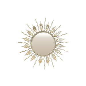 Wholesale Gold Leaf Decorative Wall <b>Mirror</b> Handcrafted Sunburst Round Metal <b>Frame</b> <b>Mirror</b> High Quality Home Decoration - Product Image 1