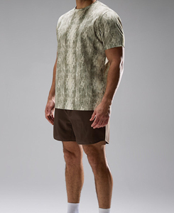 T-shirt à manches courtes pour homme, col rond, coupe classique, en tissu tricoté respirant, imprimé tie-dye, 100% polyester, tricoté sur mesure - Product Image 4