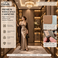 Système de dressing sur mesure en cuir avec finition haut de gamme et personnalisation par dessin pour projets de villas à l'ensemble de l'espace