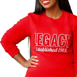 Legacy Crewneck Sweatshirt Women's Red 100% Cotton Full Sleeve Casual Letter Chenille Embroidery <b>Established</b> 1913 - Product Image 6
