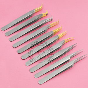 Eyelash Tweezers Lashes Eyelashes Tweezers False Extension Mega Volume Tweezers for Volume Lash Stainless Steel Matte Finish - Product Image 1